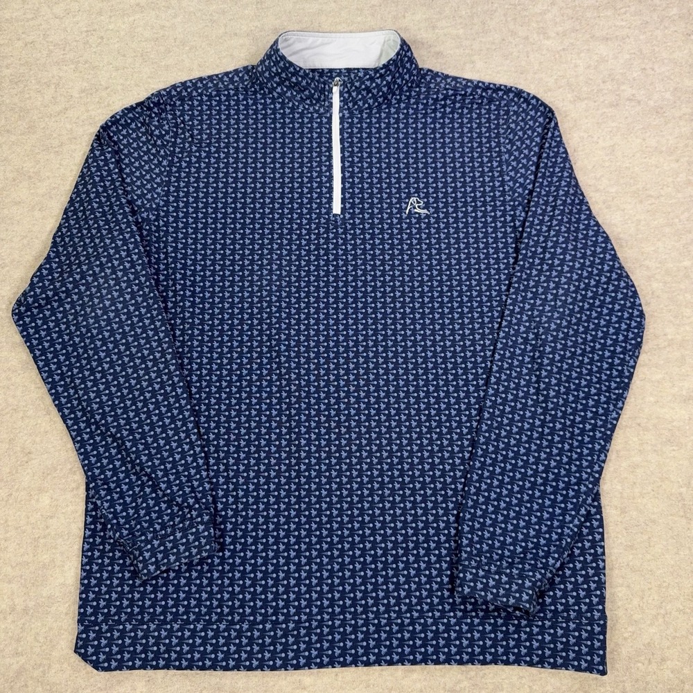 Rhoback 1/4 Zip Mens XL Stinger Bee AOP Performance Pullover Fleece Golf Blue